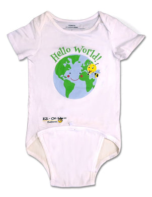 EZ-On BaBeez™ - Spring & Summer - Hello World - on White - Baby Bodysuit
