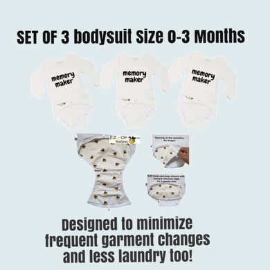 Set of 3 Infant bodysuit designed for busy moms
