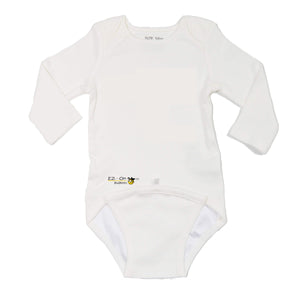 EZ-On BaBeez™ - Spring & Summer - White - Baby Bodysuit, Long Sleeve