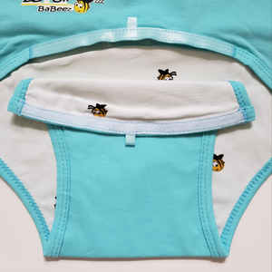 EZ-On BaBeez™ - Spring & Summer - Honeybee - on Aqua - Baby Bodysuit