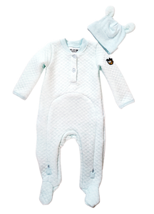 EZ-On BaBeez™ - Baby Romper, Long Sleeves with Footies and Baby Beanie