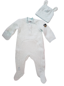 EZ-On BaBeez™ - Baby Romper, Long Sleeves with Footies and Baby Beanie